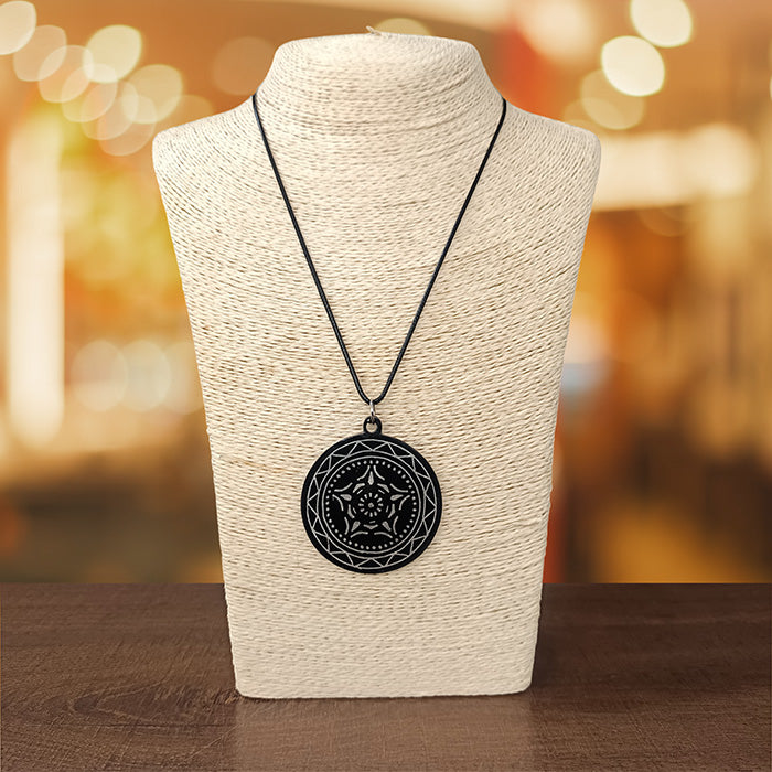 Bidriware Silver Inlay Mandala Pendant