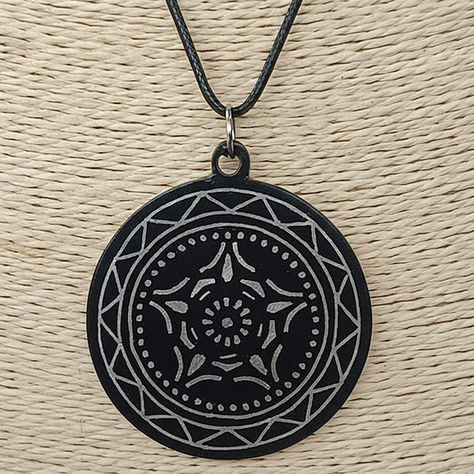 Bidriware Silver Inlay Mandala Pendant