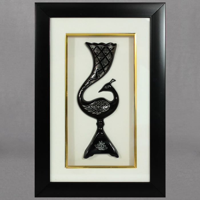 Bidriware Silver Inlay Peacock Frame