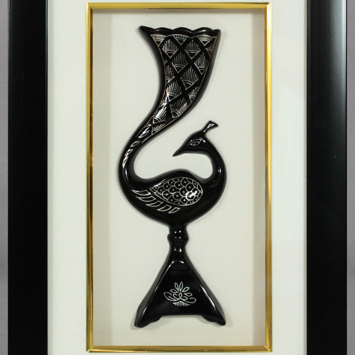 Bidriware Silver Inlay Peacock Frame