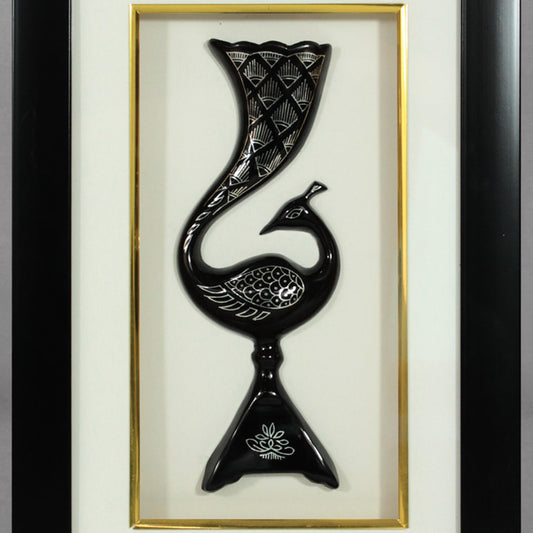 Bidriware Silver Inlay Peacock Frame
