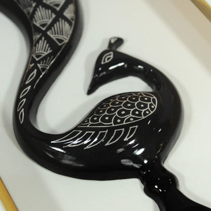 Bidriware Silver Inlay Peacock Frame