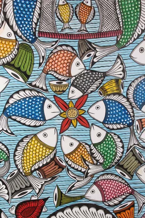 Bengal Pattachitra – Fish Ras Painting (24×30 Inches)