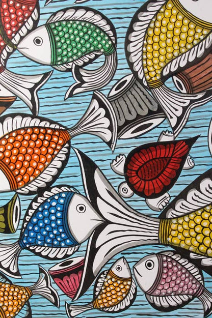 Bengal Pattachitra – Fish Ras Painting (24×30 Inches)