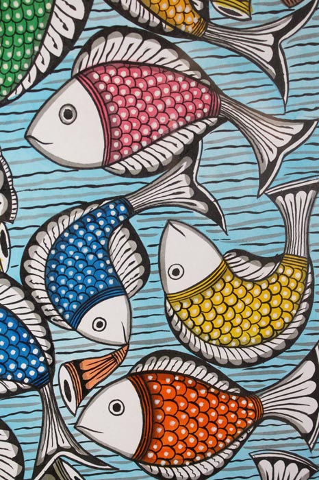 Bengal Pattachitra – Fish Ras Painting (24×30 Inches)