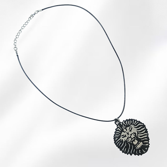 Bidriware Silver Inlay Lion Pendant