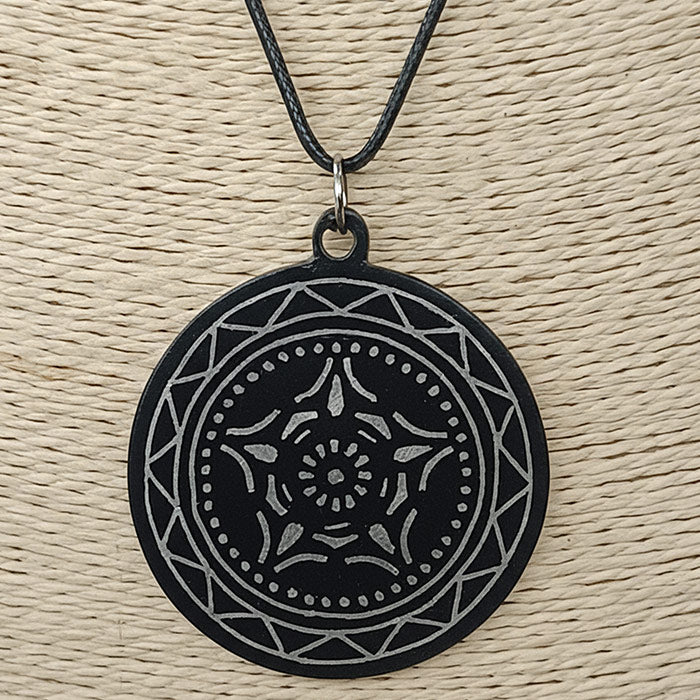Bidriware Silver Inlay Mandala Pendant