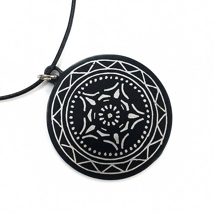 Bidriware Silver Inlay Mandala Pendant