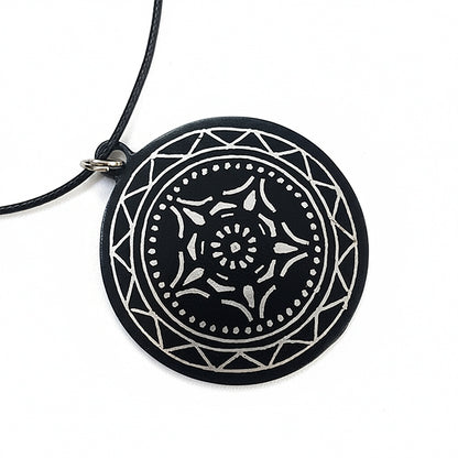 Bidriware Silver Inlay Mandala Pendant