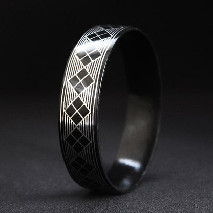 Bidriware Silver Inlay Rhombus Bangle (Single)