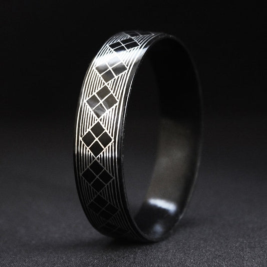 Bidriware Silver Inlay Rhombus Bangle (Single)
