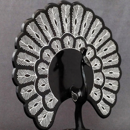 Bidriware Silver Inlay Majestic Peafowl Showpiece