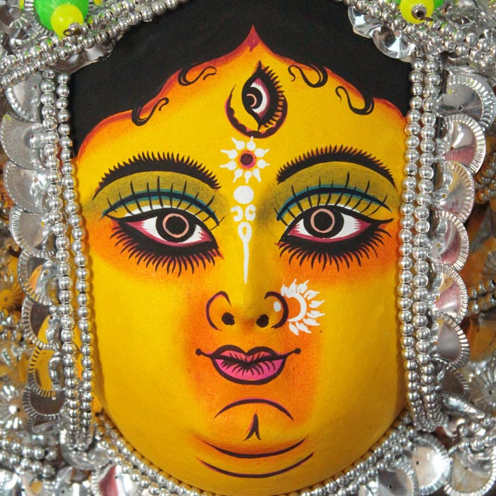 Purulia Chhau Mask – Silver Devi Leaf Design (1.3 Ft)