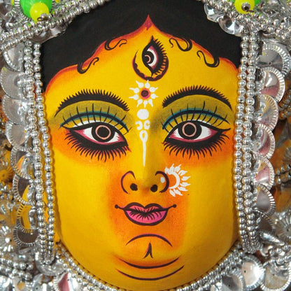 Purulia Chhau Mask – Silver Devi Leaf Design (1.3 Ft)