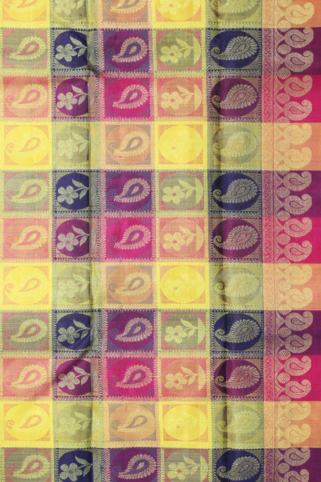 Kancheepuram Pure Silk Saree (Pink-Yellow – Patli Pallu)