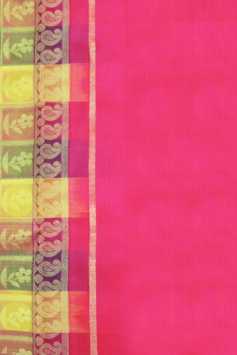 Kancheepuram Pure Silk Saree (Pink-Yellow – Patli Pallu)
