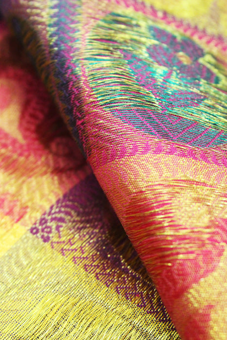 Kancheepuram Pure Silk Saree (Pink-Yellow – Patli Pallu)