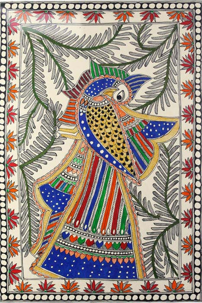 Madhubani Painting – Peacock (14×18 Inches)