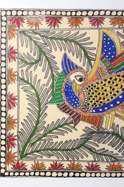Madhubani Painting – Peacock (14×18 Inches)