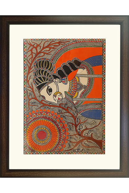Madhubani Painting – Tree of Life (2.8×2.1 Feet)