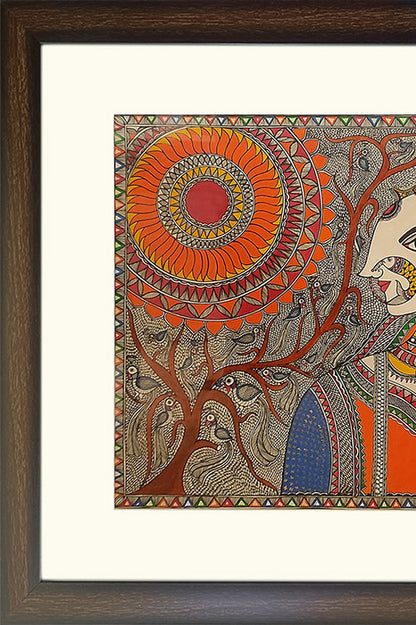 Madhubani Painting – Tree of Life (2.8×2.1 Feet)