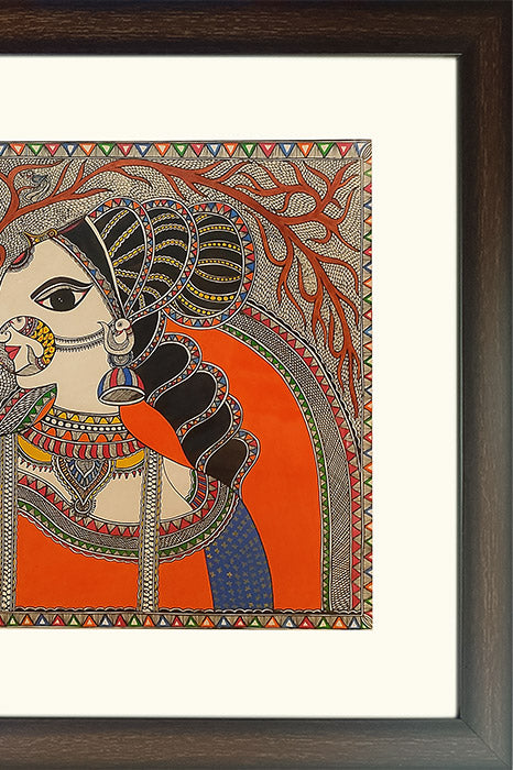Madhubani Painting – Tree of Life (2.8×2.1 Feet)