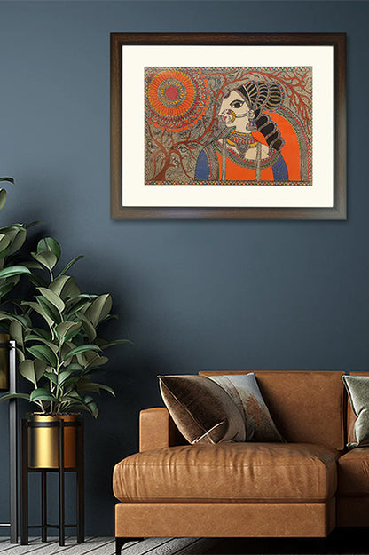 Madhubani Painting – Tree of Life (2.8×2.1 Feet)