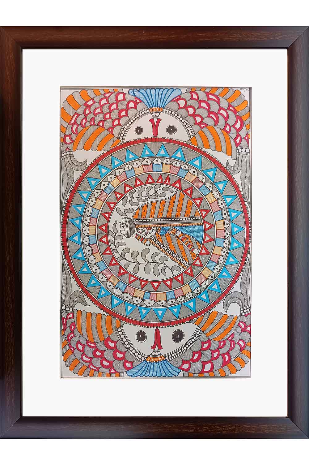 Madhubani Painting – Women with Fishes (18×14 Inches)