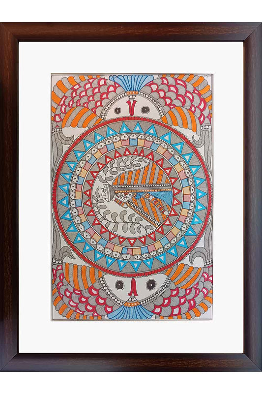 Madhubani Painting – Women with Fishes (18×14 Inches)