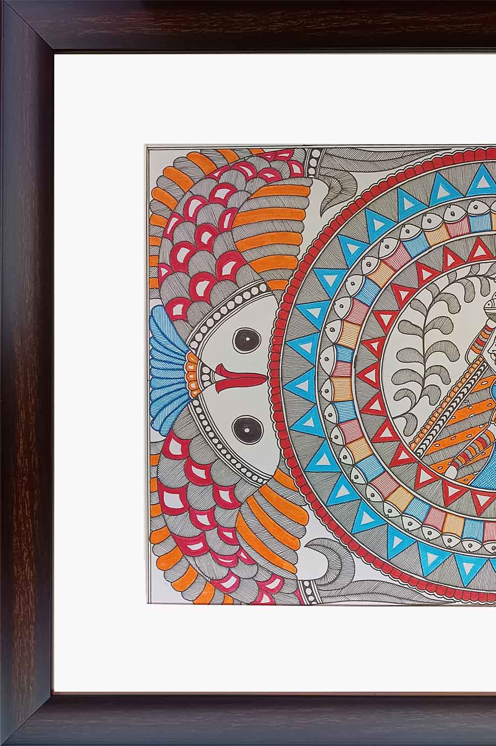 Madhubani Painting – Women with Fishes (18×14 Inches)
