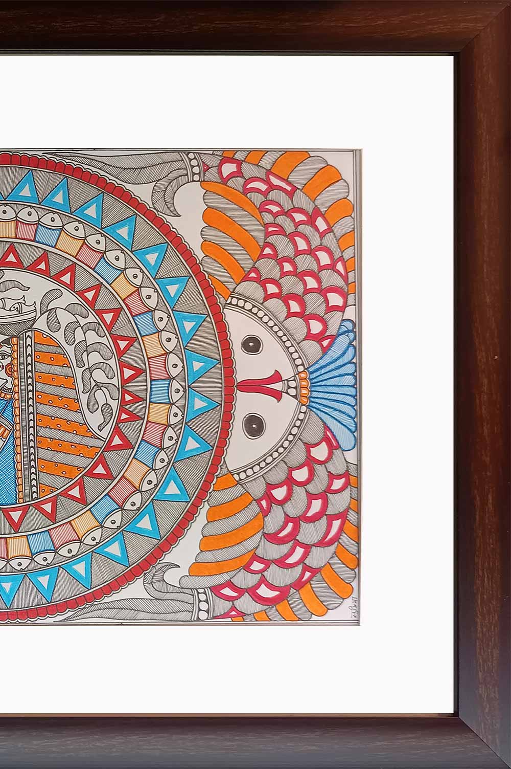 Madhubani Painting – Women with Fishes (18×14 Inches)
