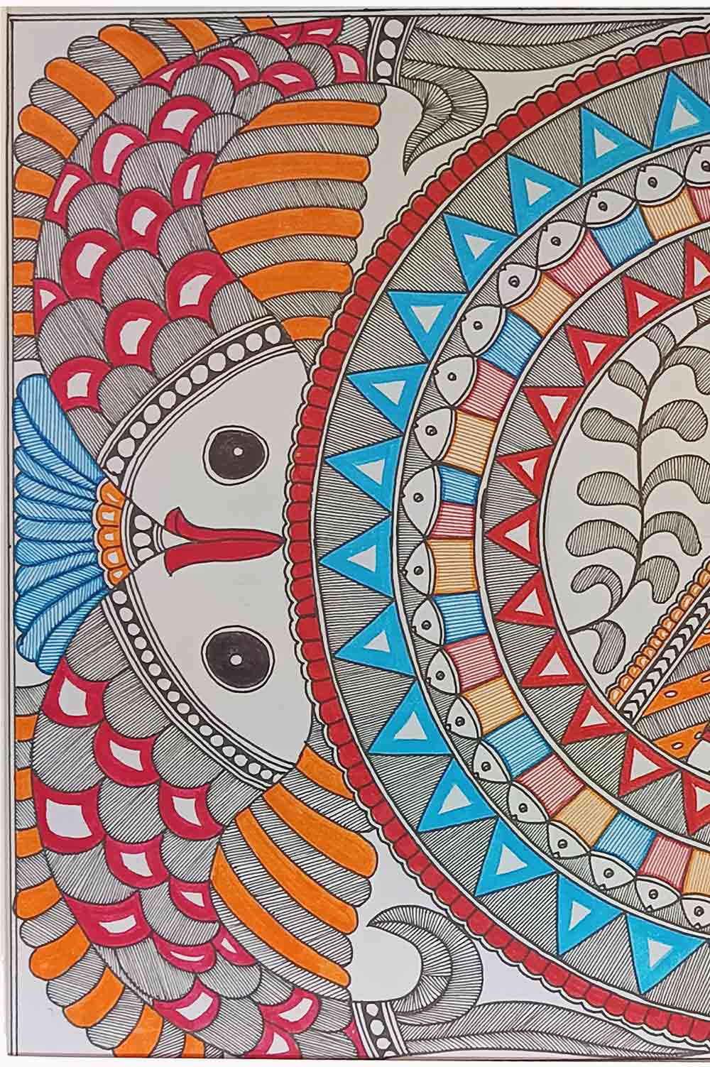 Madhubani Painting – Women with Fishes (18×14 Inches)