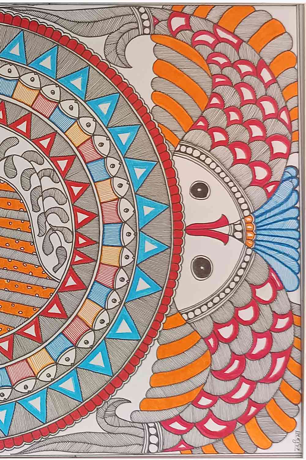 Madhubani Painting – Women with Fishes (18×14 Inches)