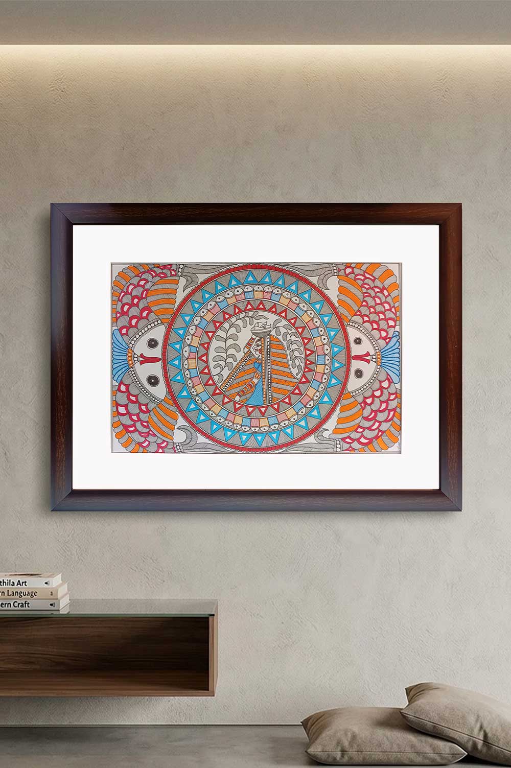 Madhubani Painting – Women with Fishes (18×14 Inches)