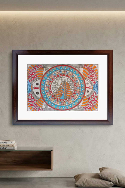 Madhubani Painting – Women with Fishes (18×14 Inches)