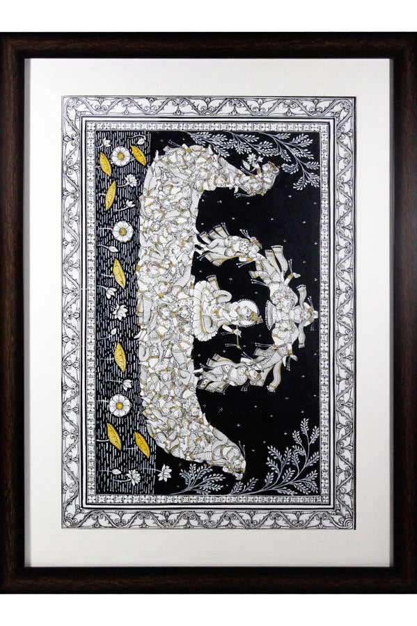 Odisha Pattachitra – Krishna Gopika Swan Boat (24×18 Inches)
