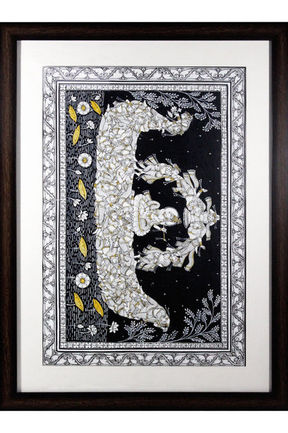 Odisha Pattachitra – Krishna Gopika Swan Boat (24×18 Inches)