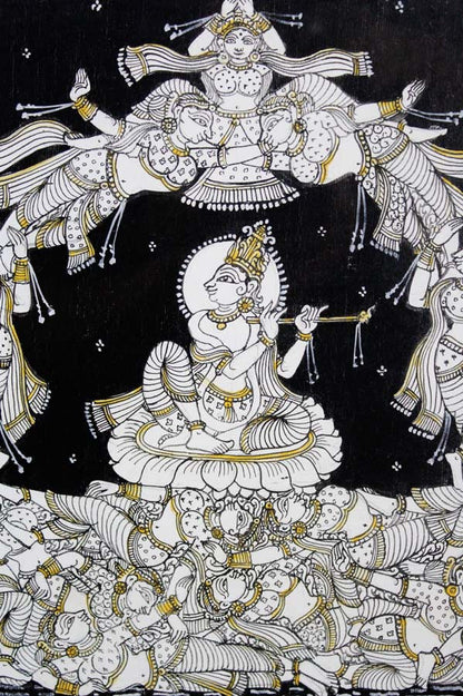Odisha Pattachitra – Krishna Gopika Swan Boat (24×18 Inches)