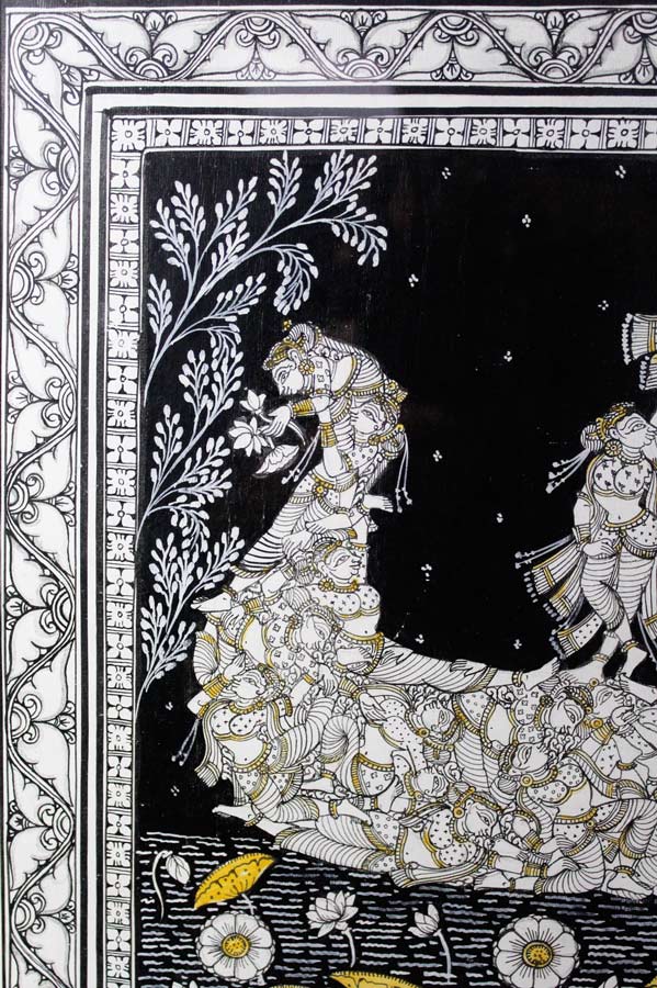 Odisha Pattachitra – Krishna Gopika Swan Boat (24×18 Inches)