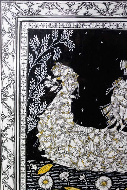 Odisha Pattachitra – Krishna Gopika Swan Boat (24×18 Inches)