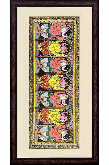Odisha Pattachitra – Sapta Ganesha Nritya (44×16 Inches)