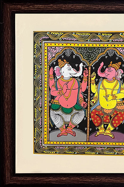 Odisha Pattachitra – Sapta Ganesha Nritya (44×16 Inches)