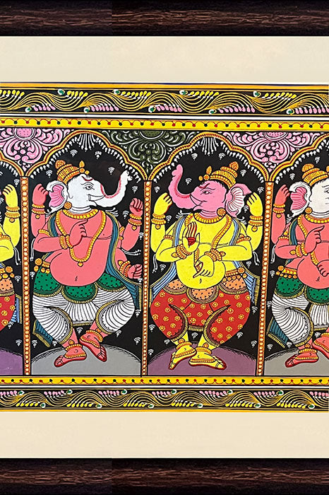 Odisha Pattachitra – Sapta Ganesha Nritya (44×16 Inches)