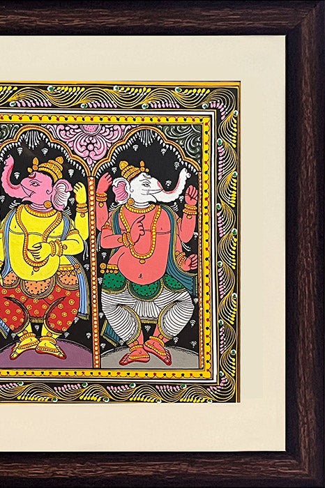 Odisha Pattachitra – Sapta Ganesha Nritya (44×16 Inches)