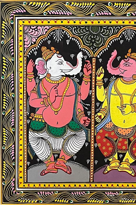 Odisha Pattachitra – Sapta Ganesha Nritya (44×16 Inches)