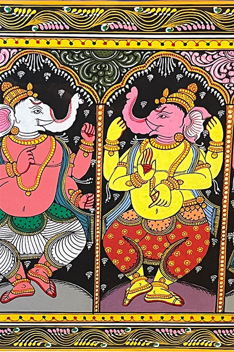 Odisha Pattachitra – Sapta Ganesha Nritya (44×16 Inches)
