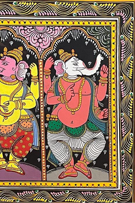 Odisha Pattachitra – Sapta Ganesha Nritya (44×16 Inches)