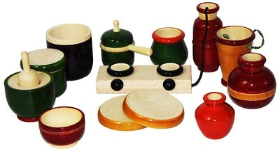 Channapatna Eco-Friendly Wooden Kitchen Set (15 Pieces)