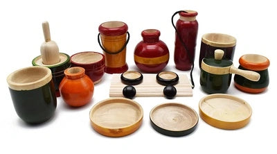 Channapatna Eco-Friendly Wooden Kitchen Set (15 Pieces)